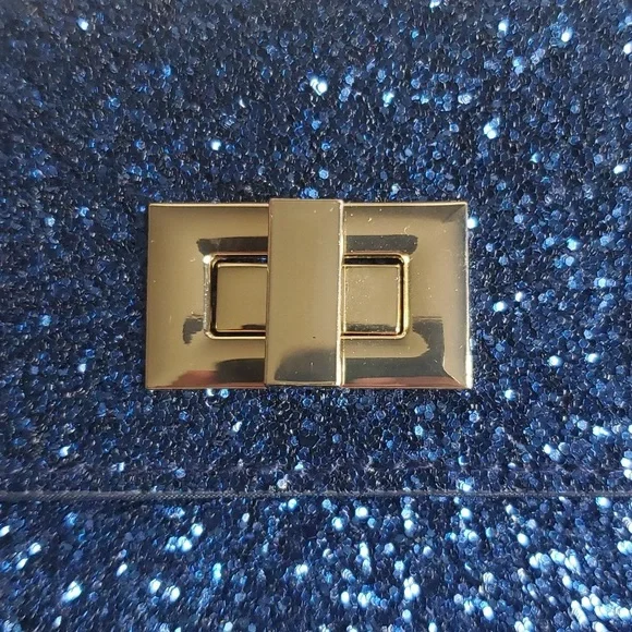 Estee Lauder glittery dark blue envelope clutch - Picture 3 of 6